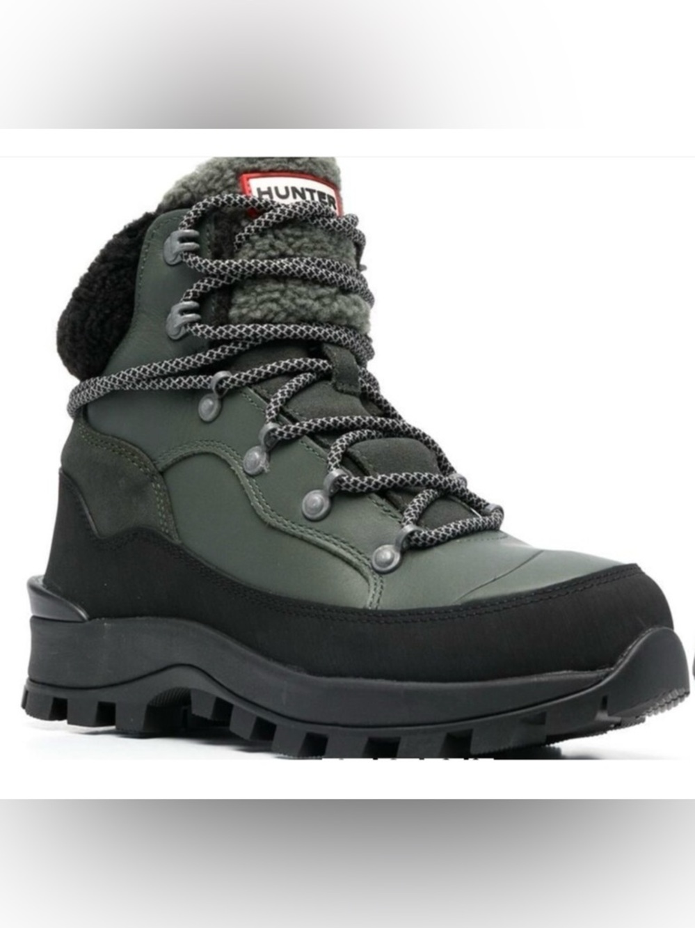 NEW HUNTER OLIVE BLACK EXPLORER LEATHER LACE UP BOOTS SIZE 9